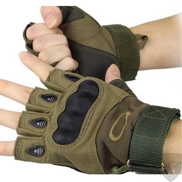 Перчатки олива Oakley тактические с защитой без пальцев