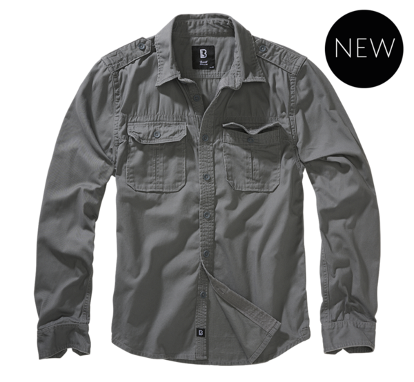Уточнять наличие - Vintage Shirt longsleeve charcoal grey от Brandit - 100% хлопковая рубашка от компании Брандит