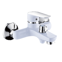 Смеситель для ванны LEMEN LС-3313W ф35 короткий нос, белый-хром