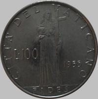 100 лир 1955 Ватикан.