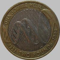 2 фунта 2003 Великобритания. ДНК.