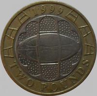 2 фунта 1999 Великобритания. Регби.