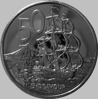50 центов 1982 Новая Зеландия. Парусный корабль Индевор.