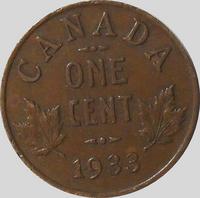 1 цент 1933 Канада.