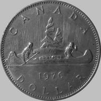 1 доллар 1976 Канада. Индейцы в каноэ.