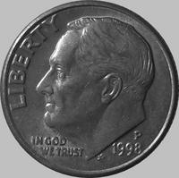 10 центов (1 дайм) 1998 Р США. Франклин Делано Рузвельт.