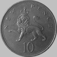 10 новых пенсов 1976 Великобритания.