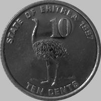 10 центов 1997 Эритрея. Страус.