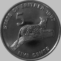 5 центов 1997 Эритрея. Леопард.