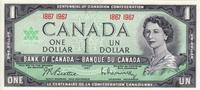1 доллар 1967 Канада. 100 лет Канадской Конфедерации. (с датой).