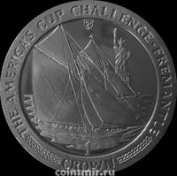 1 крона 1987 остров Мэн. Яхты на фоне статуи Свободы. Кубок Америки (регата). Фримантл.