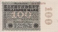 100 миллионов марок 1923 Германия. В/з листья дуба.