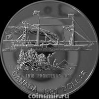 1 доллар 1991 Канада. 175 лет пароходу "Фронтенак".