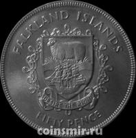 50 пенсов 1977 Фолклендские острова. Серебряный юбилей королевы Елизаветы II.