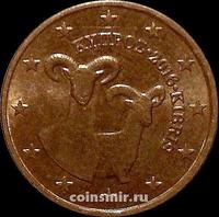 1 евроцент 2016 Кипр. Муфлоны.