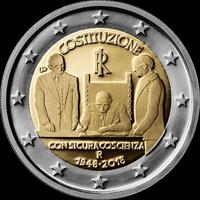 2 евро 2018 Италия. 70 лет Конституции Италии.