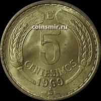 5 сентесимо 1969 Чили. (в наличии 1964 год)