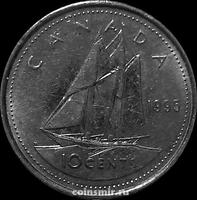10 центов 1995 Канада. Парусник.