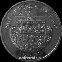 1 крона 2000 Остров Мэн. Падение берлинской стены.