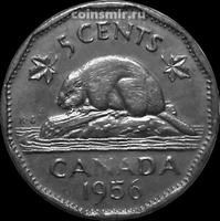 5 центов 1956 Канада. Бобр.