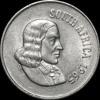 10 центов 1965 Южная Африка. Ян ван Рибек. Английская надпись.