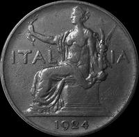 1 лира 1924 Италия.