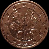 1 евроцент 2002 G Германия. Листья дуба. VF