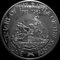 20 долларов 1982 остров Сент-Китс и Невис. 200-летие  сражения у островов Всех Святых.