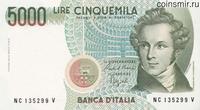 5000 лир 1985 Италия.