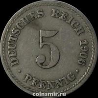 5 пфеннигов 1906 А Германия.