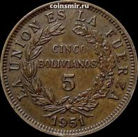 5 боливиано 1951 Н Боливия.