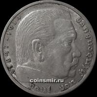 5 марок 1936 G Германия. Гинденбург.