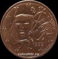 1 евроцент 1999 Франция. Олицетворение республики Марианна.