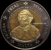 2 евро 2003 Мальта. Жан Паризо де ла Валетт. Европроба. Specimen.