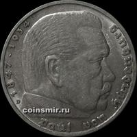 5 марок 1939 D Германия. Гинденбург.