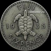 6 пенсов 1935  острова Фиджи. Черепаха.