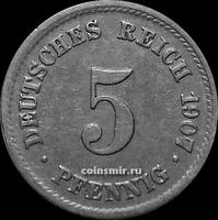 5 пфеннигов 1907 Е Германия.