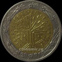 2 евро 2001 Франция. Стилизованное дерево. VF