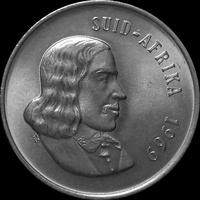 20 центов 1969 Южная Африка. Ян ван Рибек. Африканская надпись.