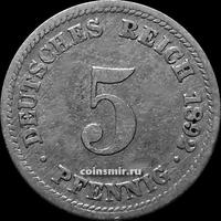 5 пфеннигов 1892 D Германия.