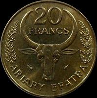 20 франков (4 ариари) 1987 Мадагаскар. ФАО. Хлопчатник.