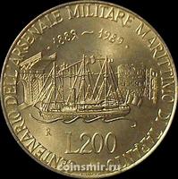 200 лир 1989 Италия. 100 лет морской военной базе в Таранто. UNC