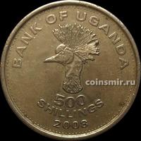 500 шиллингов 2008 Уганда. Восточноафриканский венценосный журавль.
