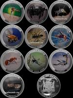 Набор из 10 монет 2010 Замбия. Смертельно опасные насекомые.