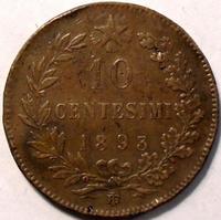 10 чентезимо 1893 BI Италия. (1)