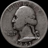 25 центов (1/4 доллара) 1941 D США. Джордж Вашингтон.