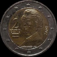 2 евро 2002 Австрия. Берта фон Зуттнер. VF