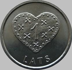 1 лат 2011 Латвия. Пряничное сердце.