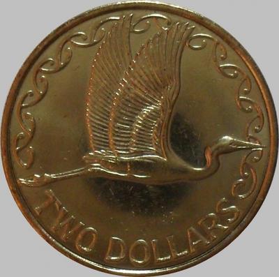 2 доллара 2005 Новая Зеландия. Белая цапля.