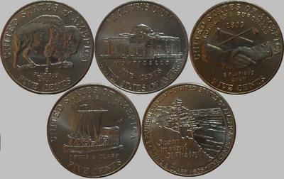 Набор монет номиналом 5 центов США.  200 лет освоения "Дикого Запада".